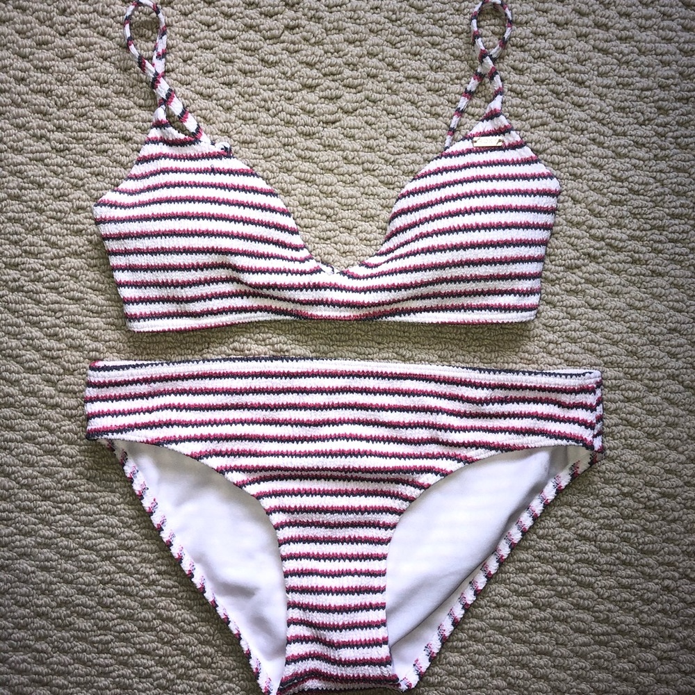 striped roxy bikini